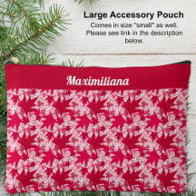 Maple Leaves on Pink - LARGE Accessory Pouch