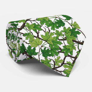 Maple leaves on white tie