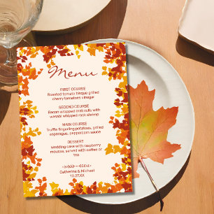Maple Leaves Orange & Terracotta Autumn Wedding Menu