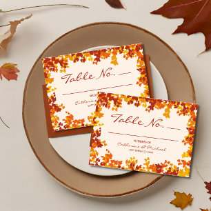 Maple Leaves Orange & Terracotta Autumn Wedding Place Card