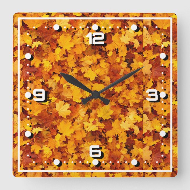 Maple Leaves Pattern-25877 Square Wall Clock (Front)