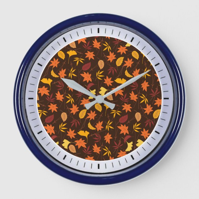 Maple Leaves Pattern Large Clock (Front)