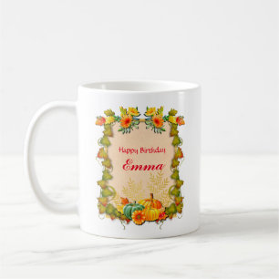 Maple Leaves, Pumpkins, and Vibrant Flowers Coffee Mug