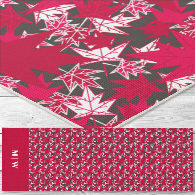 Maple Leaves-Red on a Charcoal Background Yoga Mat (Maple Leaves-Red on a Charcoal Background Yoga Mat)