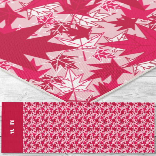 Maple Leaves-Red on a Pink Background Yoga Mat (Maple Leaves-Red on a Pink Background Yoga Mat)