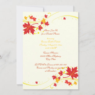 Maple leaves red yellow wedding bridal shower invitation