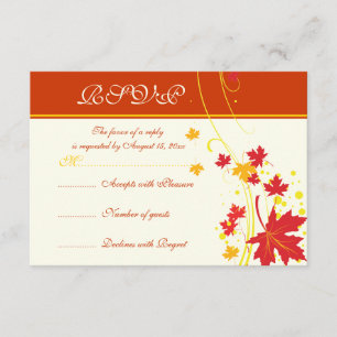 Maple leaves red yellow wedding custom RSVP card