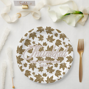 Maple Leaves Thankful Thanksgiving Brunch Dinner Paper Plate