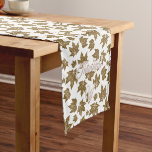 Maple Leaves Thankful Thanksgiving Brunch Dinner Short Table Runner