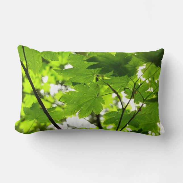 Maple Leaves with Raindrops Lumbar Cushion (Front)