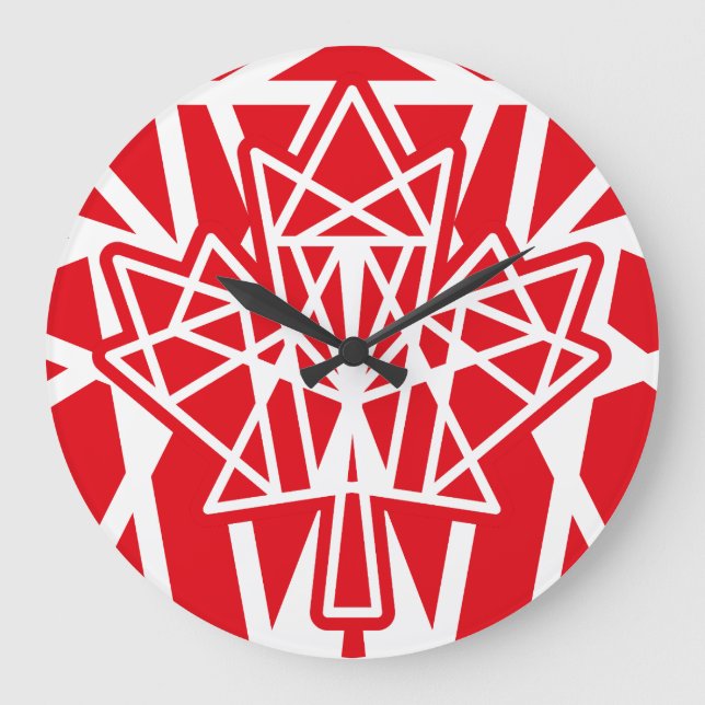 MAPLE MADE WITH TRIANGLES CANADA FLAG BY MASANSER LARGE CLOCK (Front)