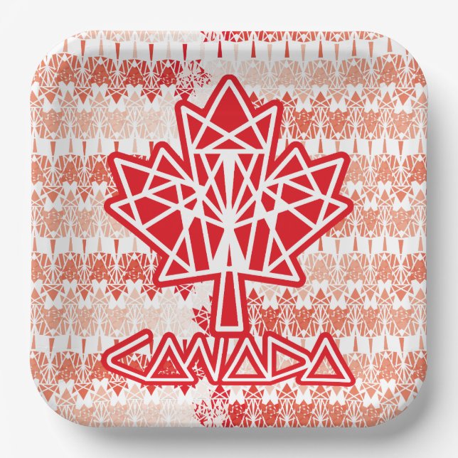 MAPLE MADE WITH TRIANGLES CANADA FLAG BY MASANSER PAPER PLATE (Front)