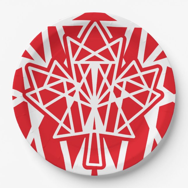 MAPLE MADE WITH TRIANGLES CANADA FLAG BY MASANSER PAPER PLATE (Front)