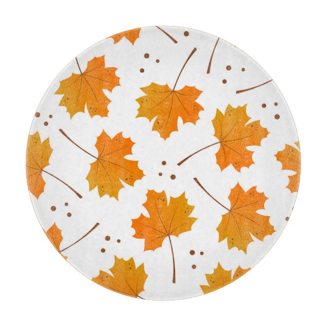 Maple Mirth: Cartoon Autumn Leaves Cutting Board (Front)