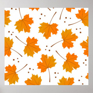 Maple Mirth: Cartoon Autumn Leaves Poster