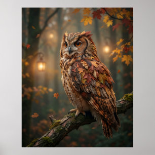 Maple Owl Autumn Glow Poster