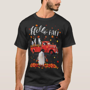 Maple Penguins Leaf Fall Autumn Red Truck T-Shirt