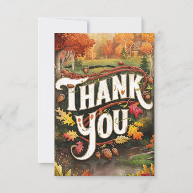 Maple Pumpkin Autumn Fall Thank You Card (Front)