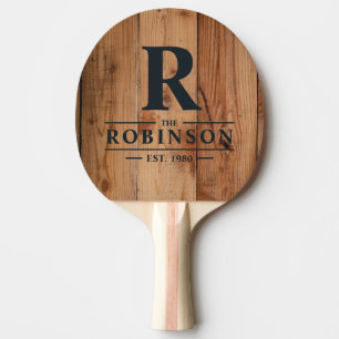 Maple Rough Cut Family Name & Initial Ping Pong Paddle