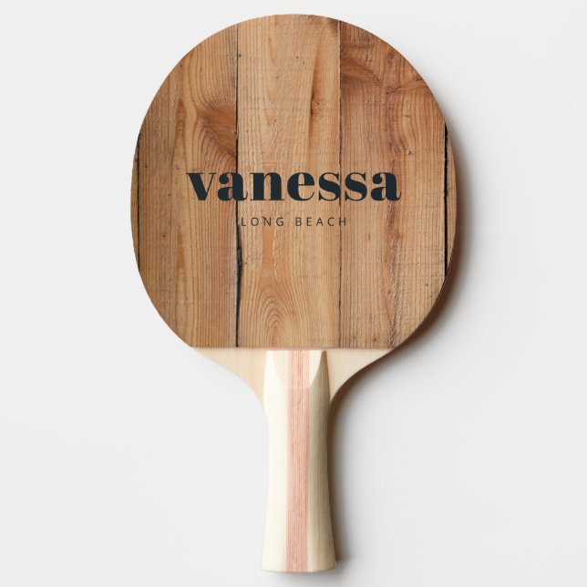 Maple Rough Cut Minimal Modern Classic Name Ping Pong Paddle (Back)
