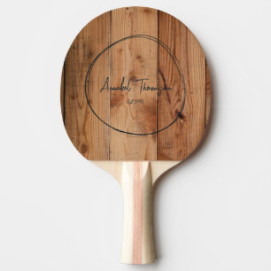 Maple Rough Cut Name in Drawn Circle  Ping Pong Paddle