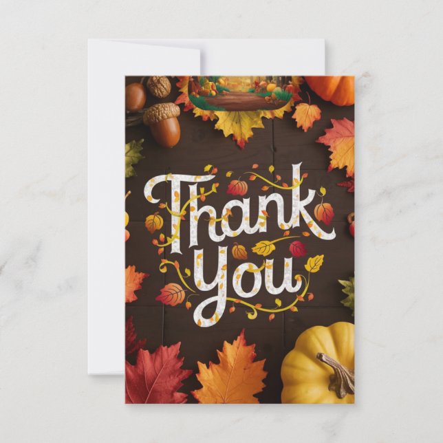Maple Rustic Autumn Fall Thank You Card (Front)