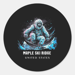 Maple Ski Ridge United States Ski Skiing Skier Classic Round Sticker