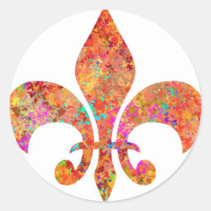 Maple Star Designer Fleur-de-Lis Classic Round Sticker