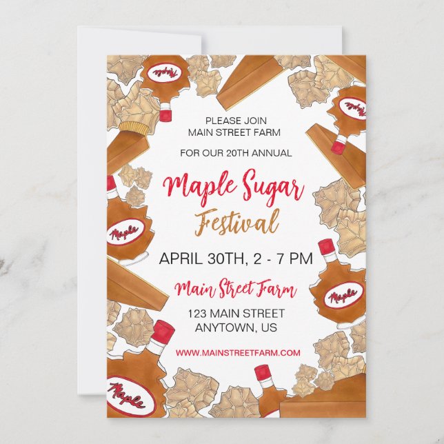 Maple Sugar Festival Syrup Candy Maine Canada Pie Invitation (Front)