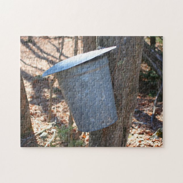 Maple Sugar Sap Bucket On Tree Nature  Jigsaw Puzzle (Horizontal)