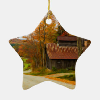 Maple Sugar Shack in  Vermont Fall Ceramic Tree Decoration