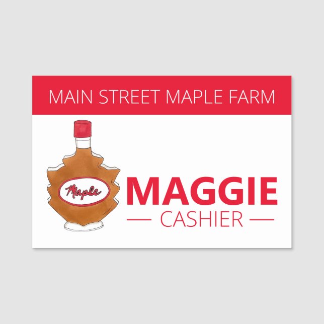 Maple Sugar Syrup Maine Canadian Canada Leaf Name Tag (Front)