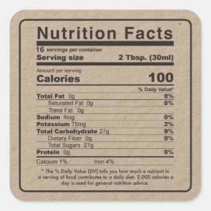 Maple Syrup 2020 Nutrition Facts Label (Kraft)
