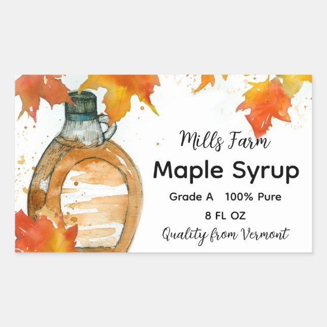 Maple Syrup Bottle Label Leaves Business Sticker (Front)