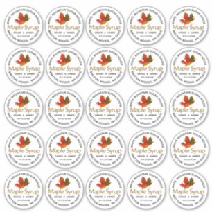 Maple Syrup Colourful Maple Leaf Custom Label 2.5"