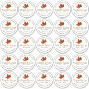 Maple Syrup Colourful Maple Leaf Custom Label 2.5"