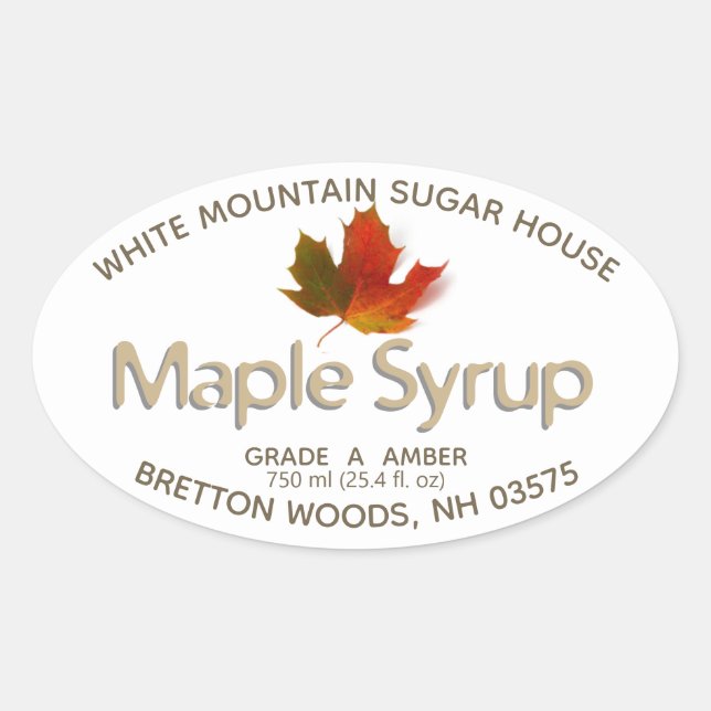 Maple Syrup Colourful Maple Leaf Large Oval Label (Front)