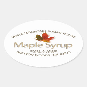 Maple Syrup Colourful Maple Leaf Large Oval Label