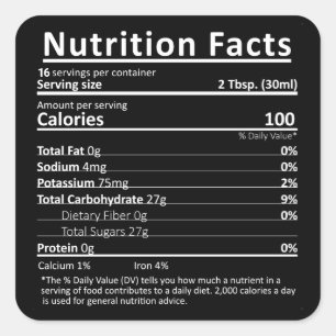 Maple Syrup Editable Nutrition Facts Label (Black)