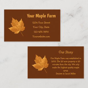 Maple Syrup Farm Amber Yellow Brown Country Rustic Business Card