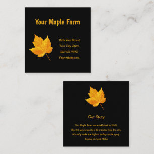 Maple Syrup Farm Gold Yellow Black Country Rustic Square Business Card