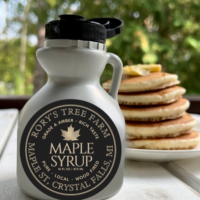 Maple Syrup Gold and Black Maple Leaf Custom Label (Creator Uploaded)