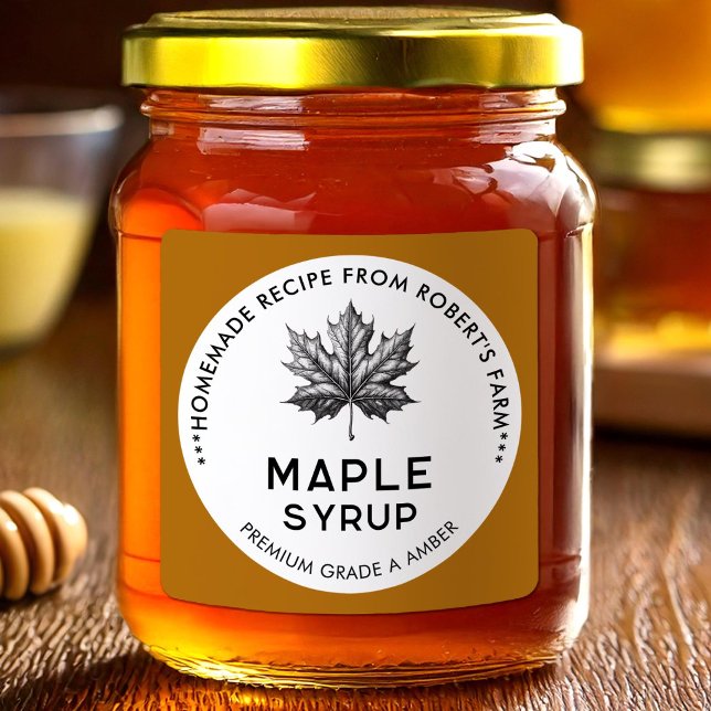 Maple syrup homemade recipe square sticker (Creator Uploaded)