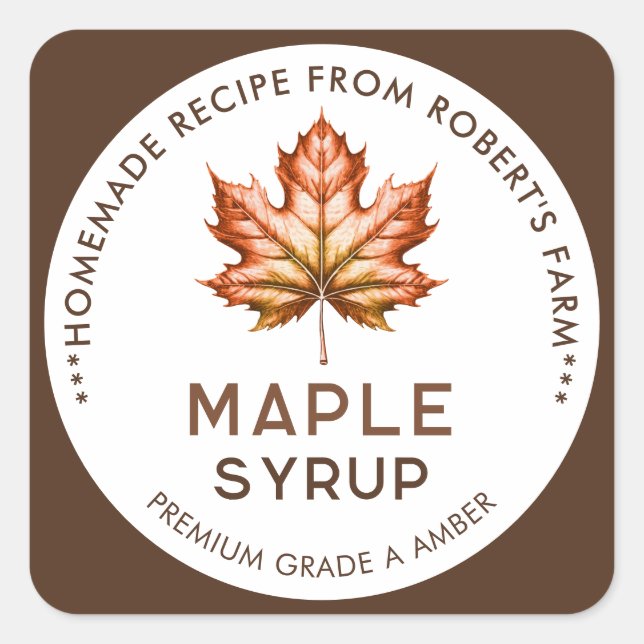 Maple syrup homemade recipe square sticker (Front)