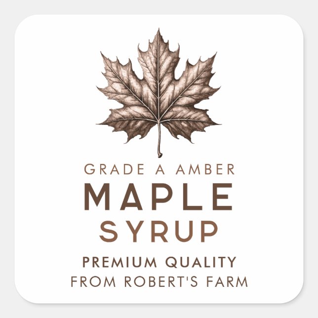 Maple syrup homemade recipe square sticker (Front)
