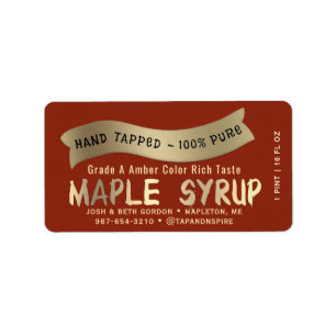 Maple Syrup Jar Tag with Metallic Gold Drip Font 