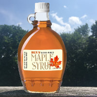 Maple Syrup Jug Label Ivory with Orange Leaf