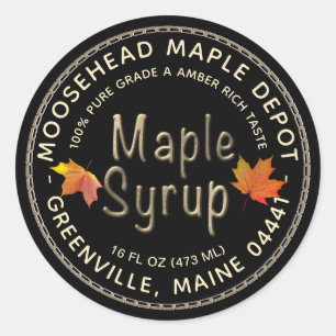 Maple Syrup Label Autumn Maple Leaves with Border