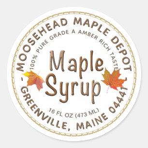 Maple Syrup Label Autumn Maple Leaves with Border