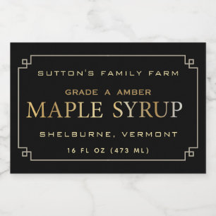 Maple Syrup Label Black and Gold Border